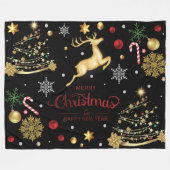 Red Merry-kerstboom Fleece Deken (Voorkant (Horizontaal))