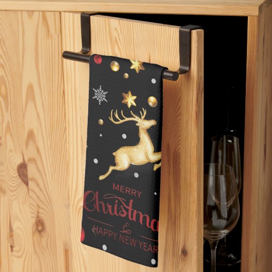 Red Merry-kerstboom Theedoek (Derde Gevouwen)