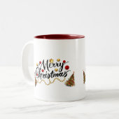 Red Merry-kerstboom Tweekleurige Koffiemok (Voorkant links)