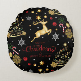 Red Merry kerstboomThrow Pillow Rond Kussen