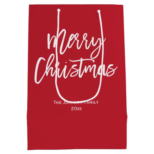 Red Merry kerstcadeaus Medium Cadeauzakje (Achterkant)