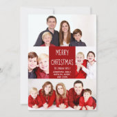 Red Merry kerstfamilie Foto Collage Modern Feestdagenkaart (Voorkant)
