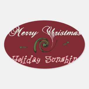 Red Merry Kerstfeestay Sunshine Wishes.png Ovale Sticker