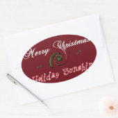 Red Merry Kerstfeestay Sunshine Wishes.png Ovale Sticker (Envelop)