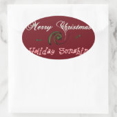 Red Merry Kerstfeestay Sunshine Wishes.png Ovale Sticker (Tas)