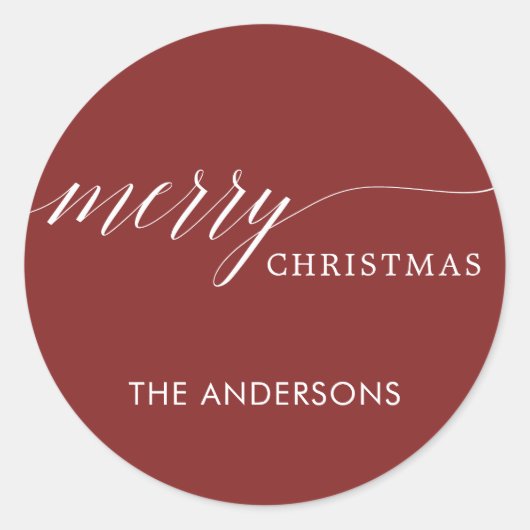 Red Merry kerstfeestdag Ronde Sticker (Voorkant)