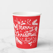 Red Merry kerstfeestelijke feestdag witte Floral Papieren Bekers (Achterkant)