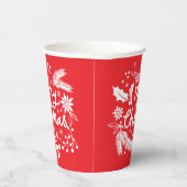 Red Merry kerstfeestelijke feestdag witte Floral Papieren Bekers (Rechts)