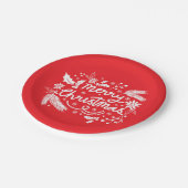 Red Merry kerstfeestelijke feestdag witte Floral Papieren Bordje (Gekanteld)