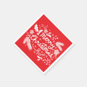 Red Merry kerstfeestelijke feestdag witte Floral Servet (Hoek)