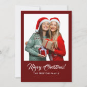 Red Merry-kerstfoto Feestdagenkaart (Voorkant)