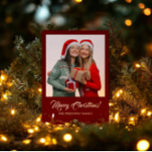 Red Merry-kerstfoto Feestdagenkaart