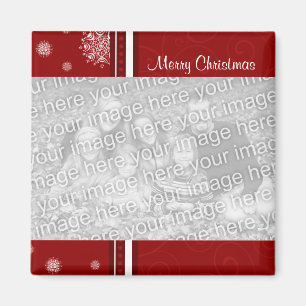 Red Merry kerstfoto Magnet