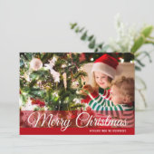 Red Merry-kerstfotokaart Feestdagenkaart (Staand voorkant)