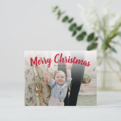 Red Merry-kerstfotokaart, horizontaal Briefkaart (Staand voorkant)