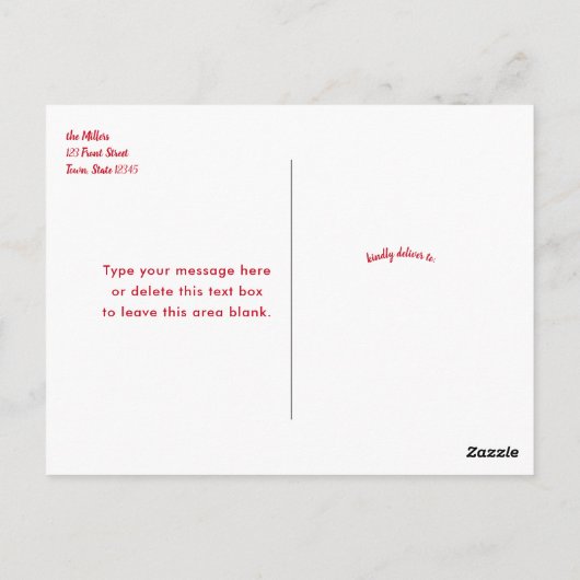 Red Merry-kerstfotokaart, horizontaal Briefkaart (Achterkant)