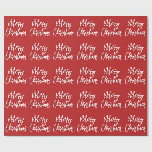 Red Merry kerstkalligrafie Cadeaupapier (Vlak)
