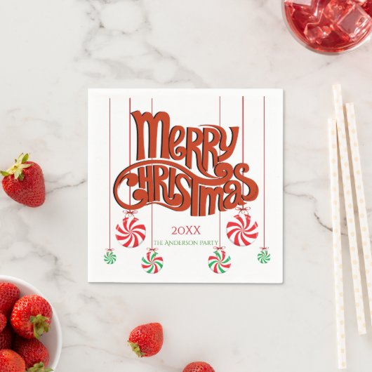 Red Merry kerstkalligrafie Servet (Insitu)