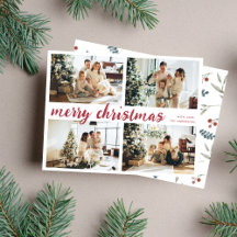 Red Merry Kerstkalligrafie Vier Foto