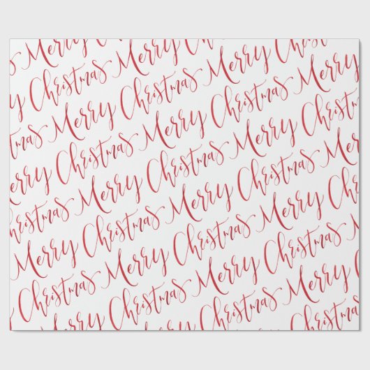 Red Merry kerstkalligraphy Holiday Cadeaupapier (Vlak)