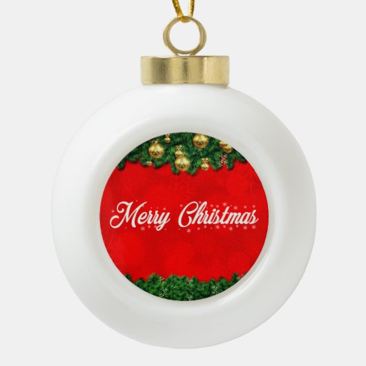 Red Merry kerstkeramische Ornament (Voorkant)