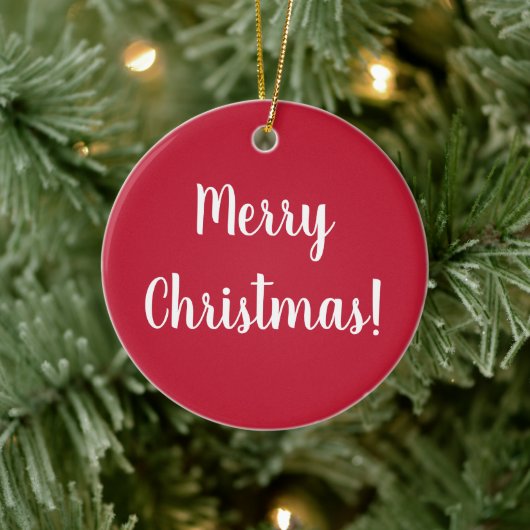 Red Merry Kerstmis 2022 Typografie Keramisch Ornament (Boom)