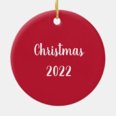 Red Merry Kerstmis 2022 Typografie Keramisch Ornament (Achterkant)