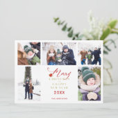 Red Merry Kerstmis Chic Trendy Collage 5 Foto's (Staand voorkant)