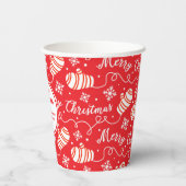 Red Merry-kerstmis Mittens-papierbekertjes Papieren Bekers (Achterkant)