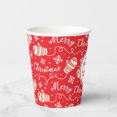 Red Merry-kerstmis Mittens-papierbekertjes Papieren Bekers (Voorkant)
