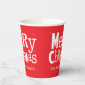 Red Merry Kerstmis Modern Persoonlijke Naam Papieren Bekers (Links)