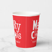 Red Merry Kerstmis Modern Persoonlijke Naam Papieren Bekers (Rechts)