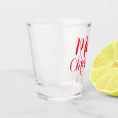 Red Merry Kerstmis Shot Cadeauscript Calligrafie Glas (Links)