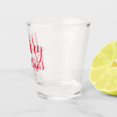 Red Merry Kerstmis Shot Cadeauscript Calligrafie Glas (Rechts)