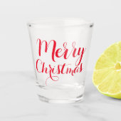 Red Merry Kerstmis Shot Cadeauscript Calligrafie Glas (Voorkant)