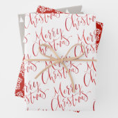 Red Merry Kerstmis Snowflakes Holiday Kerstmis Inpakpapier Vel (In situ)