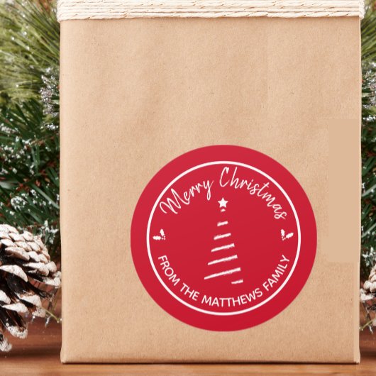 Red Merry Kerstmis van de Sticker van de Naam van 