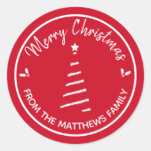 Red Merry Kerstmis van de Sticker van de Naam van  (Voorkant)