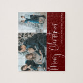 Red Merry kerstscript 2 Foto Collage Holiday Legpuzzel (Verticaal)