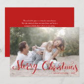 Red Merry kerstscript-feestdag foto Flat Kaart (Voorkant / Achterkant)