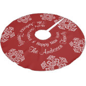 Red Merry kerstsnowflake gepersonaliseerd Kerstboom Rok (Gekanteld)