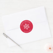 Red Merry kerstsnowflake gepersonaliseerd Ronde Sticker (Envelop)