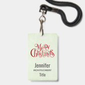 Red Merry kersttypografie Festive Font Badge (Voorzijde met lanyard)