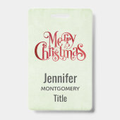 Red Merry kersttypografie Festive Font Badge (Achterkant)