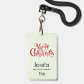 Red Merry kersttypografie Festive Font Badge (Achterkant met lanyard)