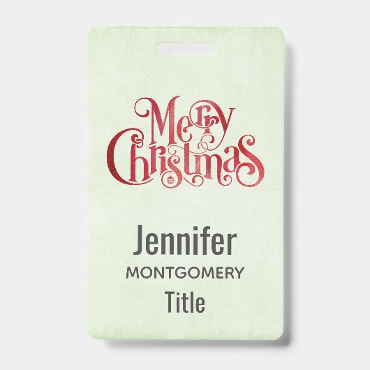 Red Merry kersttypografie Festive Font Badge (Voorzijde)