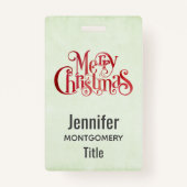 Red Merry kersttypografie Festive Font Badge (Achterkant)