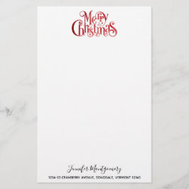 Red Merry kersttypografie Festive Font Briefpapier