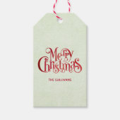 Red Merry kersttypografie Festive Font Cadeaulabel (Voorkant)