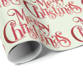 Red Merry kersttypografie Festive Font Cadeaupapier (Rol Hoek)